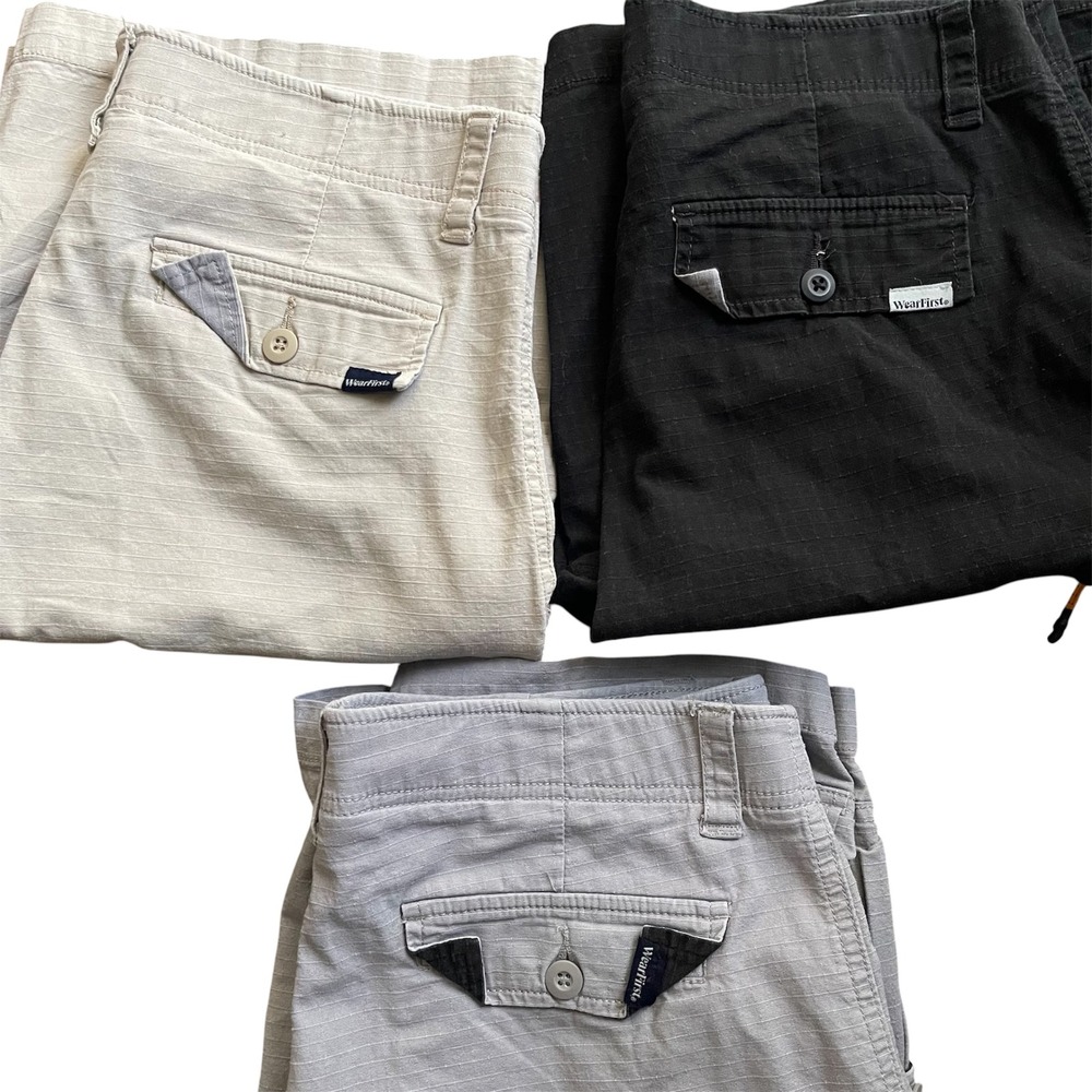 WearFirst Cargo Shorts Men 34 Multi Ripstop Lot of 3 Outdoor Utility Gorpcore